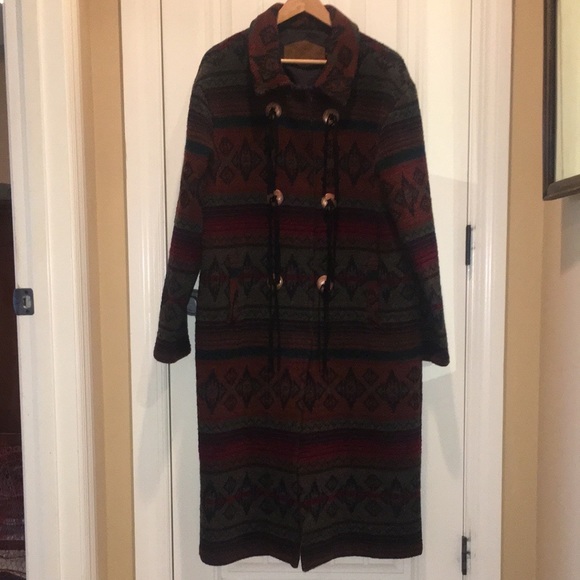 WOOLRICH XL Navaho Aztec Blanket Coat Snap Closure Down Front Double pockets - Picture 11 of 16